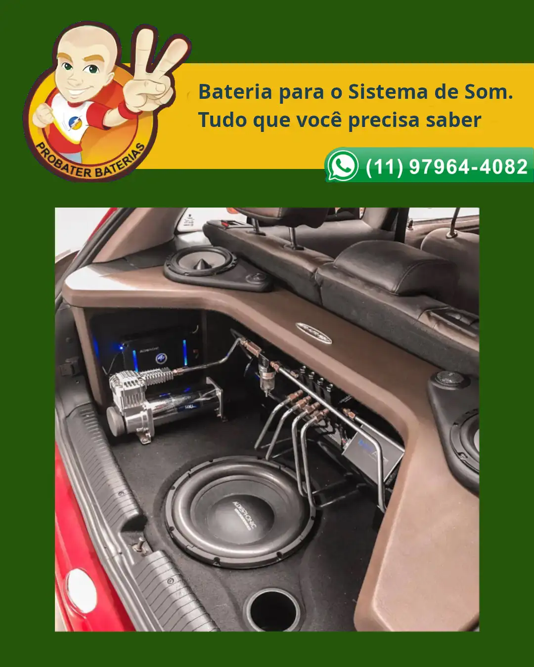 Bateria para o Sistema de Som automotivo.